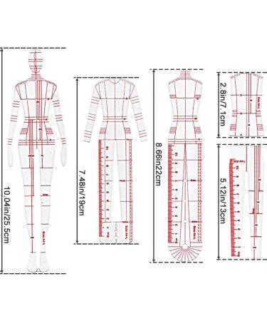 4 In 1 Fashion Illustration Rulers Sewing Templates A4 Humanoid