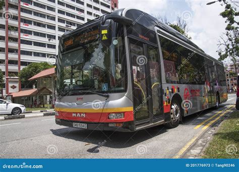 SMRT Bus Travel on the Singapore Street on in Singapore Editorial Stock ...