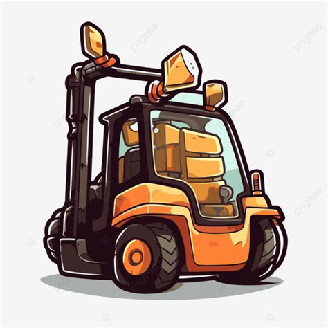 Cartoon Forklift Truck Vector Illustration Aigu Forklift Sticker