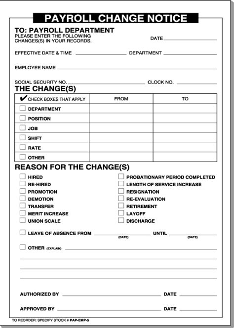 Payroll Schedule Change Notice Template