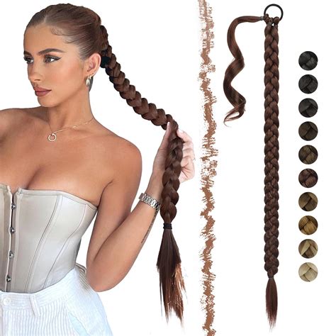 FESHFEN Braid Extensions Pferdeschwanz Verlängerung mit Haargummi 65