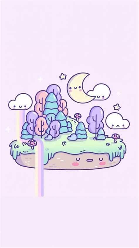 Kawaii Cartoon Landscape in Pastel Colors