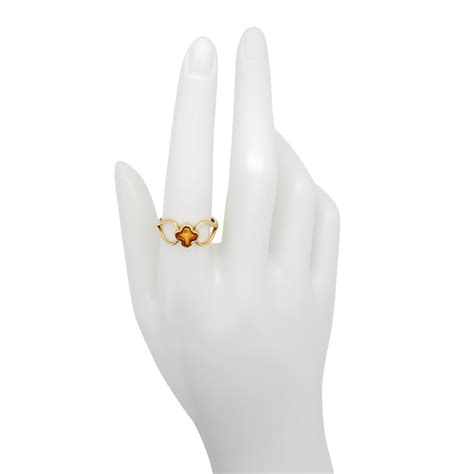 Clover Cognac Amber Silver Adjustable Ring Amberman