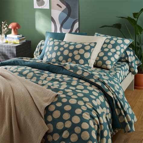 Parure De Lit Pi Ces X Cm Coton Lav Polka Bleu C Ladon