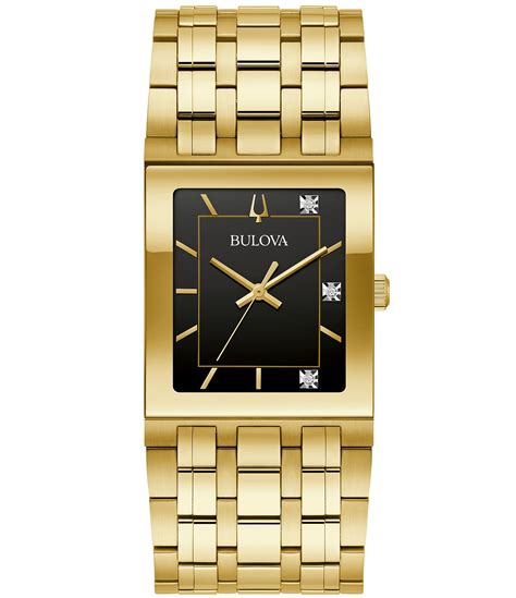 Bulova Mens Quadra Marc Anthony Gold Tone Stainless Steel Bracelet Watch Dillards