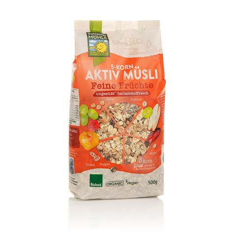 Bio 5 Korn Müsli Früchte Bohlsener Mühle 500g kaufen Mühlenlädle