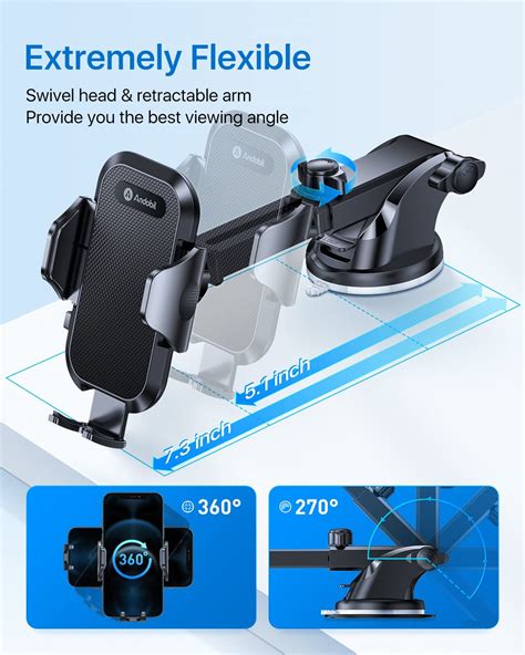 NO Wobble Andobil Car Phone Holder Windscreen Mount Easy To Use