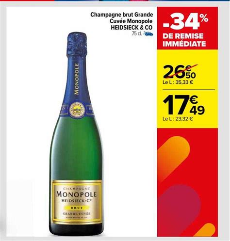 Promo Champagne Brut Grande Cuv E Monopole Heidsieck Co Chez