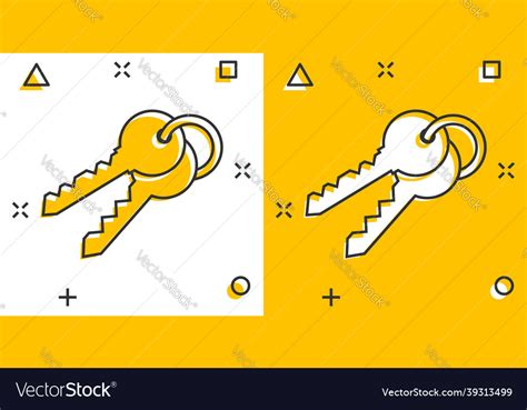 key icon  comic style password cartoon  white vector image