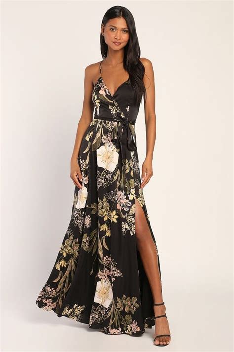 Still The One Black Floral Print Satin Maxi Dress Maxi Dress Floral