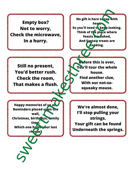 Christmas Scavenger Hunt Poems