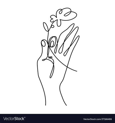 hand holding  flower simple  art royalty  vector