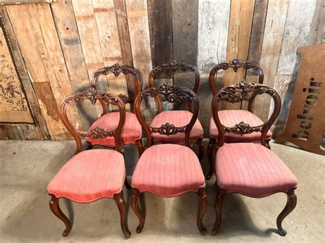 Antique Set Of Six Regency Rosewood Balloon Back Dining Chairs C