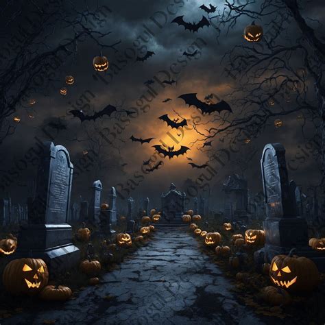 Halloween Backdrop Cemetery: halloween DIGITAL - Etsy