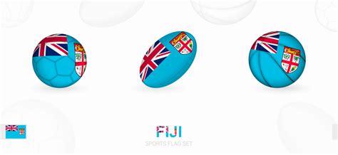 Sports icons for football, rugby and basketball with the flag of Fiji ...