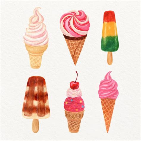 Free Vector Hand Painted Watercolor Ice Cream Set