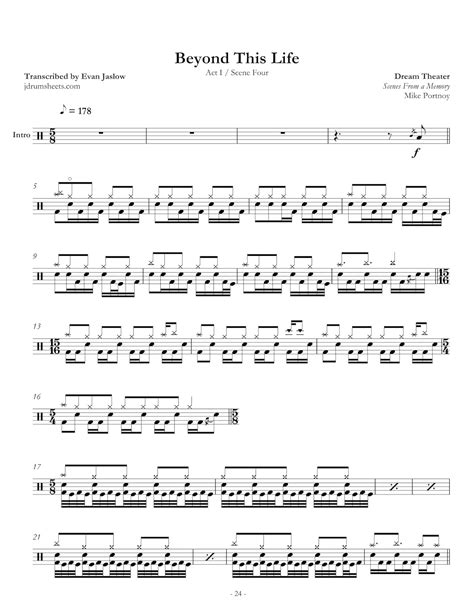 Dream Theater Beyond This Life Drum Sheet Music Jds Dream Theater Collection