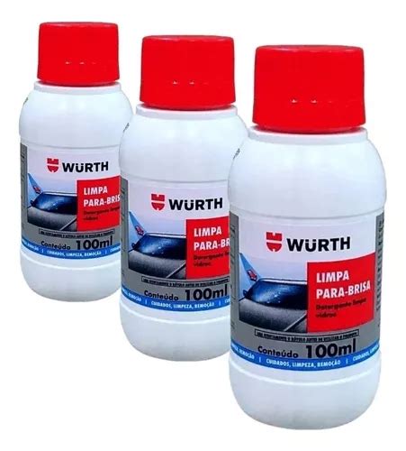 Kit 3 Limpa Para Brisa Wurth 100ml Limpeza De Vidro Fluido MercadoLivre