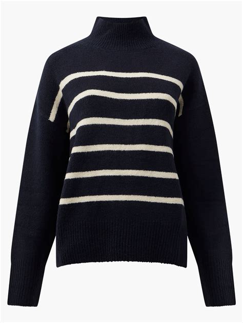 Funnel Neck Stripe Jumper Dark Navyivory French Connection Uk