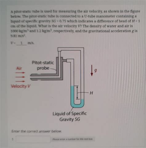 Solved A Pitot Static Tube Is Used For Measuring The Air