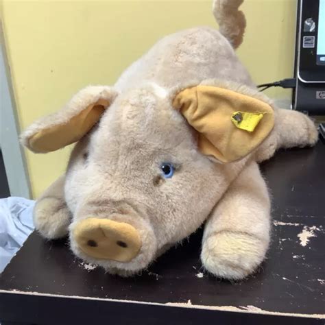 Rare Peluche Steiff Molly Cochon Porc Sanglier Tiquette Et Bouton