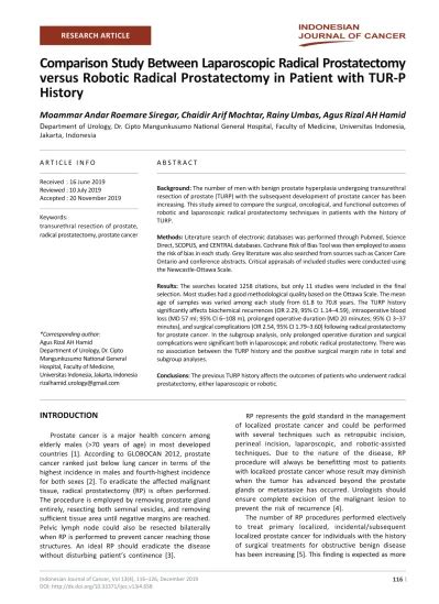 Comparison Study Between Laparoscopic Radical Prostatectomy Versus