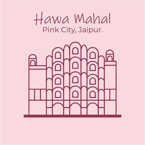 Premium Vector Vector Illustration Of Hawa Mahal Pink City Jaipur India