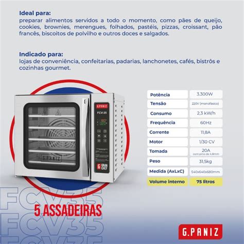 Forno Elétrico Convector GranChef Vapor Inox Monofásico G Paniz