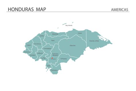 Honduras map vector illustration on white background. Map have all ...