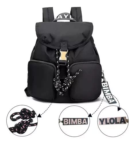 Bimba Y Lola Mochila Con Cordones De Nylon De Mujer En Negro Mercadolibre