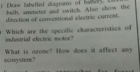 Draw Labelled Diagrams Of Battery Bulb Ammeter And Switch Also Show Th