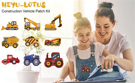 Heyu Lotus 10 Stück Baufahrzeug Patch Kit Bügelflicken für Kinder