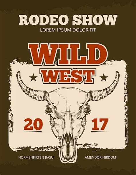 Vintage Cowboy Rodeo Show Event Vektor Plakat Premium Vektor