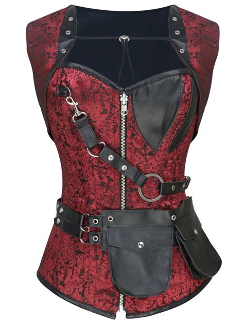 Burvogue Double Steel Boned Gothic Reversible Steampunk Corset Tops