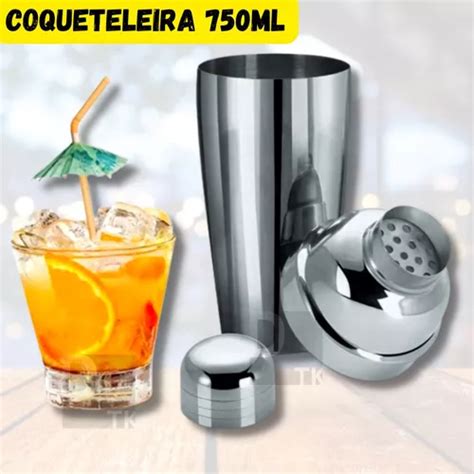 Coqueteleira Inox 750 Ml 3 Peças Drinks Caipirinha Bar Parcelamento