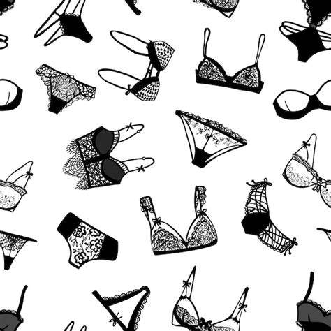 Seamless Pattern With Black Lace Lingerie Premium Vector