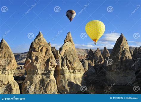 Hot Air Ballon Trip In Cappadocia Turkey Stock Photo Image Of Light Nightview 41211020