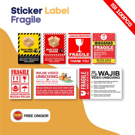 Jual PAKET ISI 100pcs Stiker Label Fragile 9 X 6 5cm Sticker Wajib