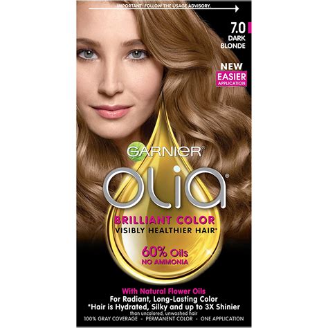 Garnier Olia Ammonia Free Permanent Hair Color 100 Gray Coverage Dark Blonde Hair Color 7 0