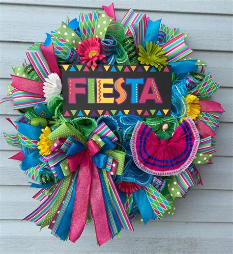 Fiesta Wreath For Front Door Cinco De Mayo Wreath San Antonio Wreath