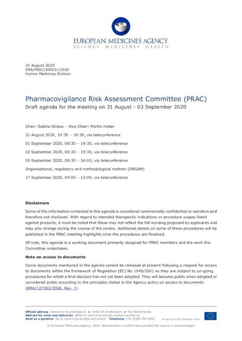 Pdf Pharmacovigilance Risk Assessment Committee Prac Ema Prac 459031 2020 Human Medicines