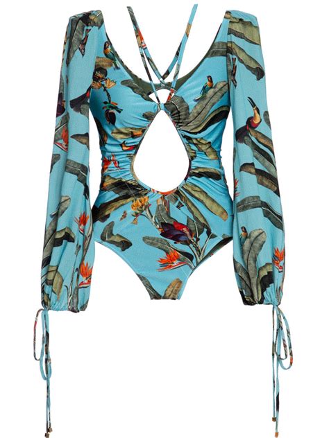 2020 gather one piece bikini female long sleeved swimsuit 阿里巴巴