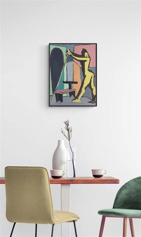 Unknown 1950s Stick Mid Century Nude Gouache Painting For Sale At