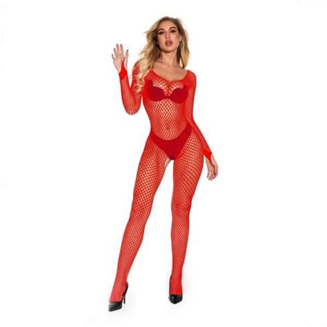 XS XXXL Body Sexy résille ouvert entrejambe collants en maille Lingerie érotique rouge
