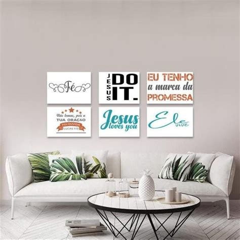 Kit 6 Placas Decorativas Frases Religiosas Madeiramadeira