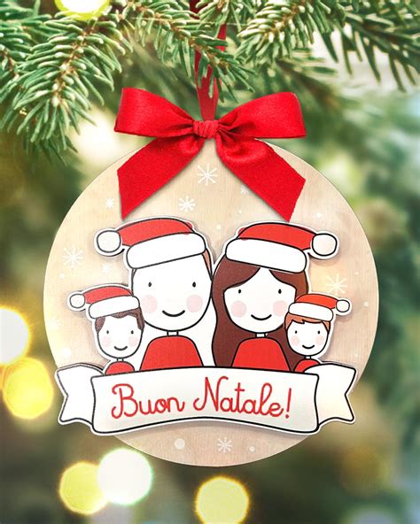 Pallina Di Natale Personalizzata Con Famiglia Di Omini E Dedica Idea