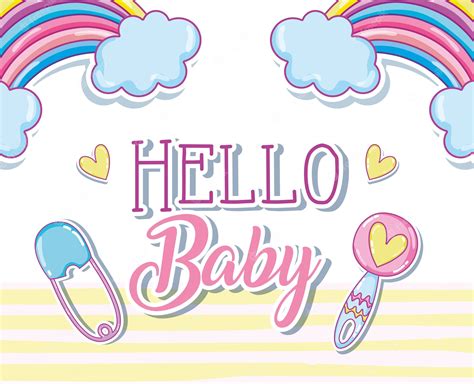 Premium Vector Hello Baby Card Vector Illustration Graphic Design