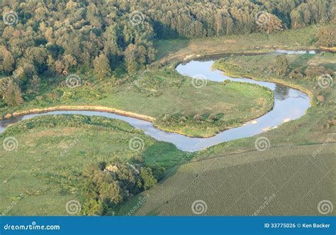 Aerial View Of Winding River Stock Photo Image Of Closeup Woods