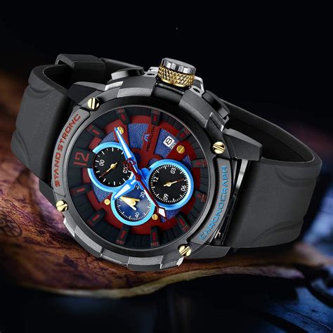 Megalith Herrenuhr Milit R Mm Chronograph Quarz Herren Armbanduhr