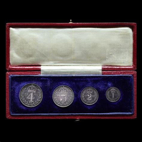 Edward Vii Silver Maundy Set In Original Dated Box